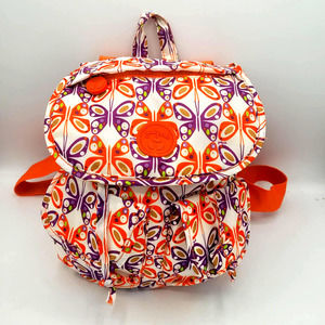 Yak Pak Orange Purple‎ White Butterfly Print Backpack Size 9.5"x8.5"